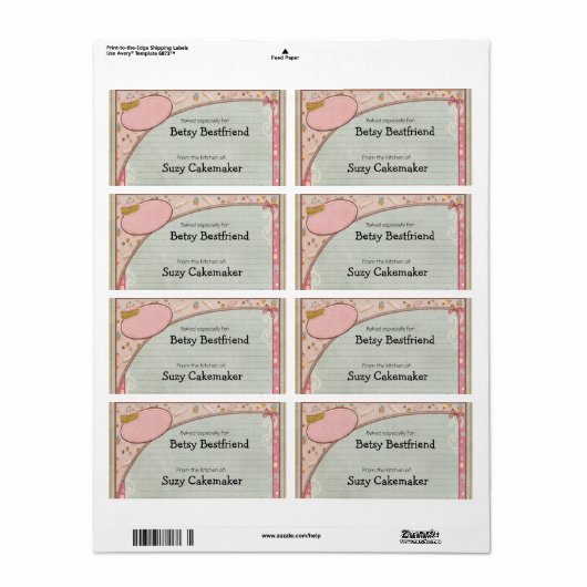 Accueil Produits de boulangerie Étiquettes personn (Feuille entière)