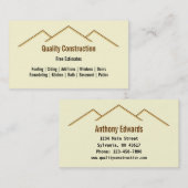 Accueil Retrait / Carte de visite de construction (Devant / Derrière)