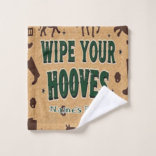 Accueil rustique avec nom personnalisé (Gant de toilette)