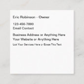 Accueil Suppression des grands Cartes de visite au (Dos)