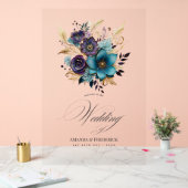 Accueil turquoise, violet et or Floral Mariage (Mariage)