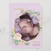 Accueillant Floral Photo Faire-part de naissance (Devant / Derrière)