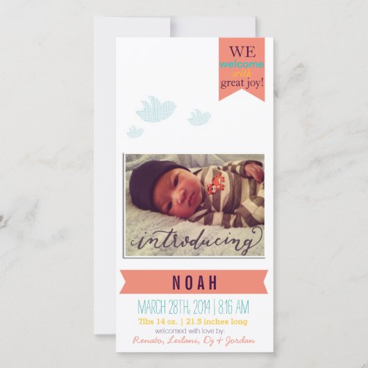 Accueille avec joie !* Faire-part de naissance (Devant)