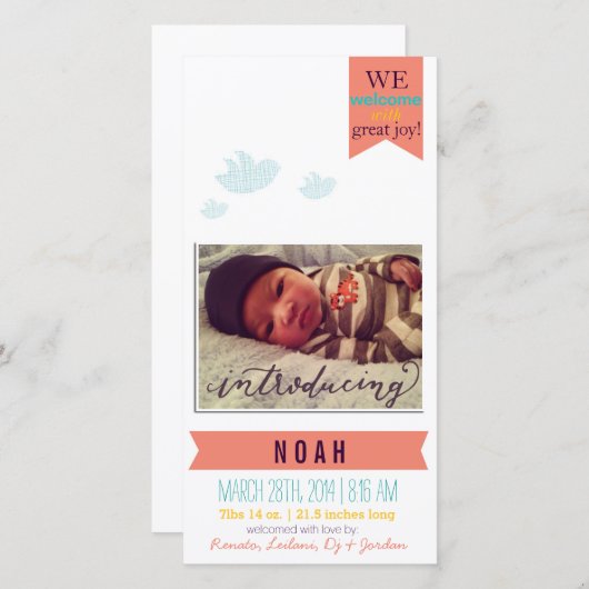 Accueille avec joie !* Faire-part de naissance (Devant / Derrière)