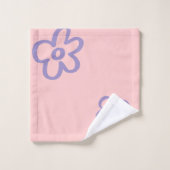 ACCUEILLE mon Happy Place ! Lettrage rose fleur (Gant de toilette)