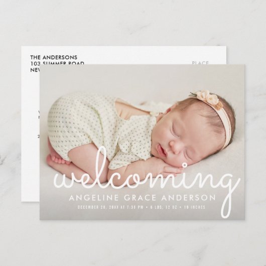 Accueilli | carte postale pour bébé (Devant / Derrière)