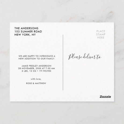 Accueilli | carte postale pour bébé (Dos)