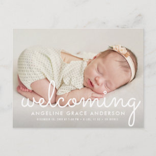 Accueilli carte postale pour bébé