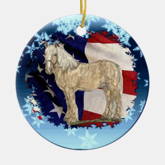ACDHA Cream Horse-kerstversiering Keramisch Ornament (Voorkant)
