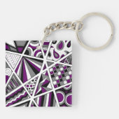 Ace Asexual Pride Zen Doodle Modern Abstract Purpl Sleutelhanger (Achterkant)