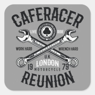 Ace Cafe Racer Reunion werkt hard Wright Hard Ride Vierkante Sticker