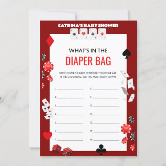 Ace Casino Baby shower - Bewerkbare naam, 5x7 Kaart