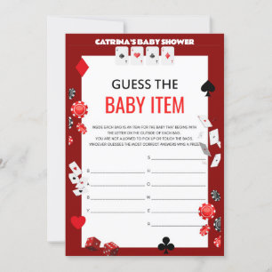 Ace Casino Baby shower - Bewerkbare naam, 5x7 Kaart