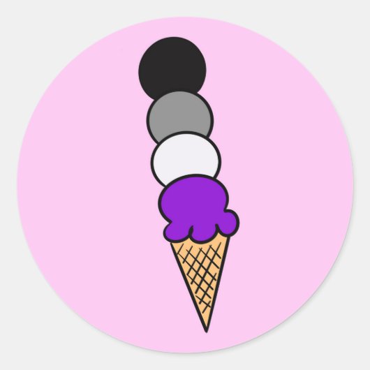 Ace Cream (Asexual Pride) (LGBTQ+ Ice Creams) Ronde Sticker (Voorkant)