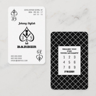 Ace of barbers black and white loyalty card visitekaartje