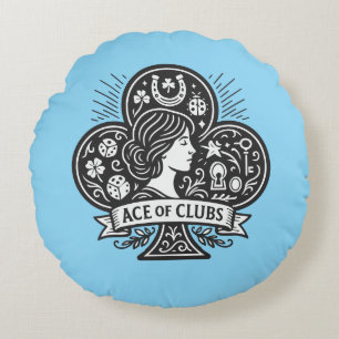 Ace of Clubs - Lady Luck Cameo Rond Kussen