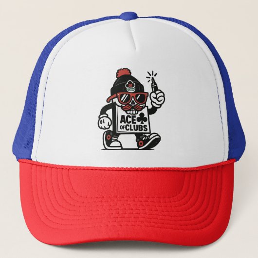 Ace of Clubs Street Mascot - Poker Grind Crew Trucker Pet (Voorkant)