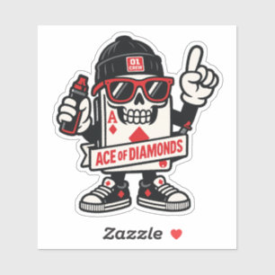 Ace of Diamonds Street Mascot — High-Roller Editie Sticker