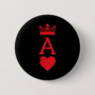 Ace of Hearts Blackjack Kaarten Halloween Matching Ronde Button 5,7 Cm