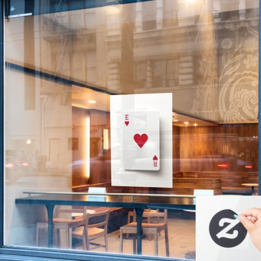 Ace of Hearts Kaart - Initialen Cling Raamsticker (Cafe Raam)