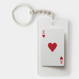 Ace of Hearts Kaart - Initialen sleutelhanger