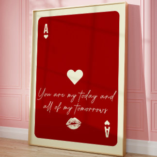 Ace of Hearts Love Quote Aesthetische trendy muur Poster