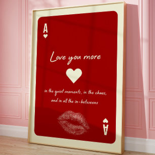 Ace of Hearts Love You Meer Romantisch Spelen Kaar Poster
