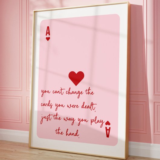 Ace of Hearts Poker rose esthétique Poster