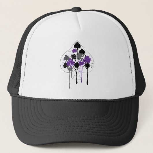 Ace of Spades Aromantic Asexual Pride Trucker Pet (Voorkant)