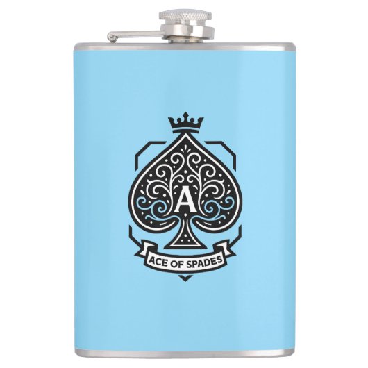 Ace of Spades Crest — Crowned Filigree Heupfles (Voorkant)