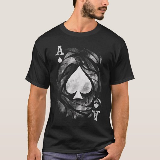 Ace of Spades Grunge Effect Kaart Player T-shirt (Voorkant)