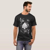Ace of Spades Grunge Effect Kaart Player T-shirt (Voorkant volledig)