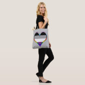 Ace Pride Heart Canvas tas (Op model)
