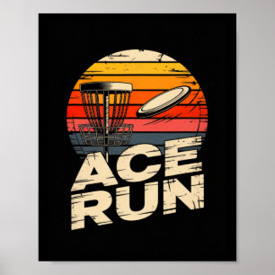 Ace Run Retro Disc Golf Sket Ace Run Zonsondergang Poster