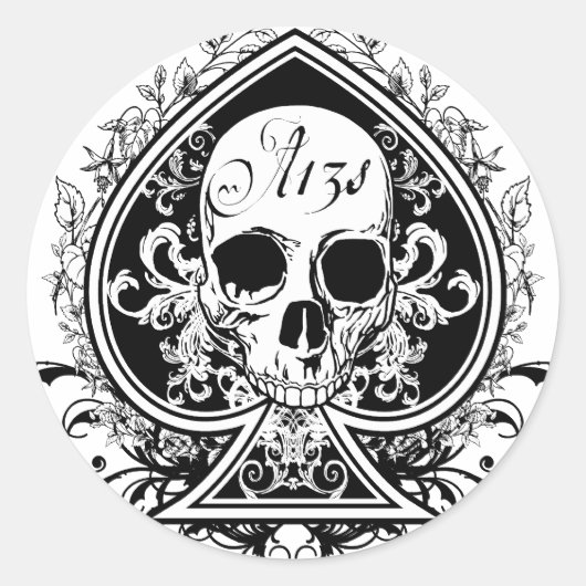 Ace Skull Ronde Sticker (Voorkant)