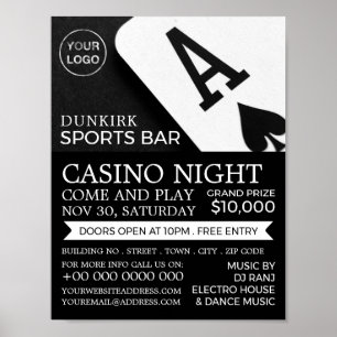 Ace Spades, Casino Night, gaming Industry Poster