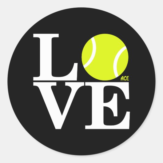 Ace Tennis LOVE Ronde Sticker (Voorkant)
