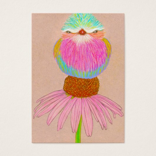 Aceo Art Card ~ Oiseau sur Flower (Devant)