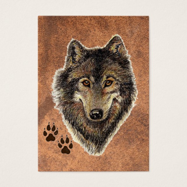 ACEO ATC Original Watercolor Grey Wolf (Devant)