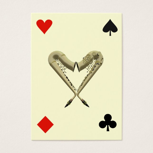 ACEO ATC Saxophones of Hearts Diamond, Spade, Club (Devant)