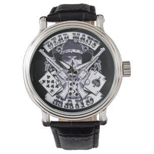 Aces and Eights Cowboy Skull Horloge