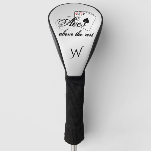 Aces boven het Rest Initiaal Silver Golfheadcover (Voorkant)