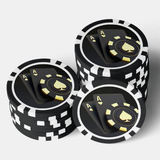 "Aces" Zwart Poker Chips (Opstapeling)
