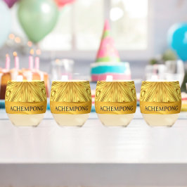 Achempong Designer Drinkware: Crimson & Gold Opule Wijnglas Zonder Voet