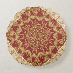 Achempong Designer Gouden Rode Sierkussen Accent C Rond Kussen