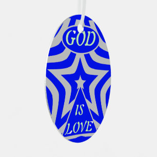 Achempong God Is Love Star Blauw Geometrisch  Metalen Ornament