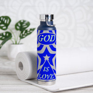 Achempong God Is Love Star Blauw & Grijs RVS Waterfles