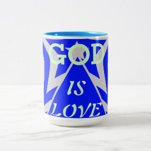 Achempong God Is Love Star Blauw & Grijs Twee-Tons Tweekleurige Koffiemok