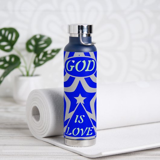 Achempong God Is Love Star Blue & Gray Stainless Waterfles (Yoga (Gedraaid) )