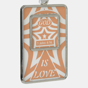 Achempong God Is Love Star Warm Peach Omlijst Verzilverd Kader Ornament